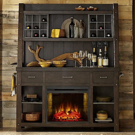 Rustic Hutch and Buffet with Fireplace